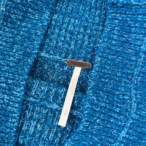 Free People Edessa In Blue Off Shoulder Heavy Knit Sweater - Picture 3 of 7